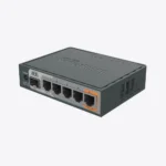 Router MikroTik hEX S vista frontal puertos Ethernet Gigabit y puerto SFP